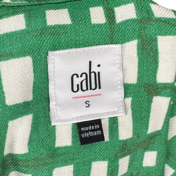 CABI Green White Circuit Plaid Linen Blend Belted Jacket Women's Size Small - Picture 5 of 8